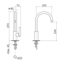 Dornbracht Einhebelmischer Tara Ultra schwenkbar, Ausladung 201mm, max. 8l/min,... DORNBRACHT-33800875-33 4029011957369 (Abb. 1)