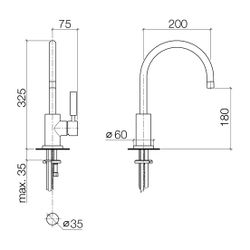 Dornbracht Einhebelmischer Tara Classic schwenkbar, Ausladung 201mm, max. 7l/mi... DORNBRACHT-33800888-93 4029011984235 (Abb. 1)