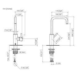 Dornbracht Bar-Einhebelmischer Meta Square Bar Tap schwenkbar, Ausladung 166mm,... DORNBRACHT-33805861-06 4099477009957 (Abb. 1)