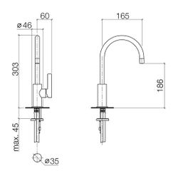 Dornbracht Einhebelmischer Tara Ultra Bar Tap schwenkbar, Ausladung 166mm, max.... DORNBRACHT-33805875-47 4099477093000 (Abb. 1)
