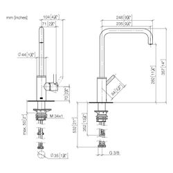 Dornbracht Einhebelmischer Meta Square, für Spül-/Profibrause, Ausladung 235mm,... DORNBRACHT-33826861-99 4099477100302 (Abb. 1)
