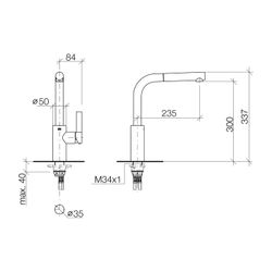 Dornbracht Einhebelmischer Elio Pull-out Ausladung 235mm, Chrom gebürstet... DORNBRACHT-33840790-93 4029011984532 (Abb. 1)