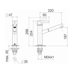 Dornbracht eno Einhebelmischer Pull-out 33845760 platin... DORNBRACHT-33845760-08 4029011893889 (Abb. 1)