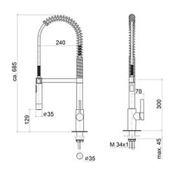 Dornbracht Einhebelmischer Tara Ultra Profi schwenkbar, Ausladung 240mm, max. 8... DORNBRACHT-33860875-99 4099477170565 (Abb. 1)
