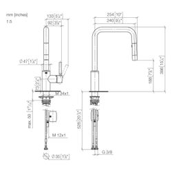 Dornbracht Einhebelmischer Meta Square Pull-down mit Brausefunktion, Ausladung ... DORNBRACHT-33870861-39 4099477400990 (Abb. 1)