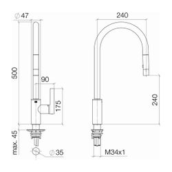 Dornbracht Einhebelmischer Tara Ultra Pull-down mit Brausefunktion, schwenkbar,... DORNBRACHT-33870875-42 4099477261744 (Abb. 1)