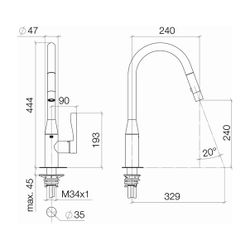 Dornbracht Einhebelmischer Sync Pull-down mit Brausefunktion, Ausladung 240mm, ... DORNBRACHT-33870895-42 4099477261782 (Abb. 1)