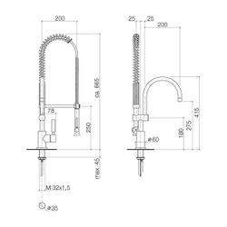 Dornbracht Einhebelmischer Tara Classic Profi schwenkbar, Ausladung 200mm, max.... DORNBRACHT-33880888-93 4029011984754 (Abb. 1)