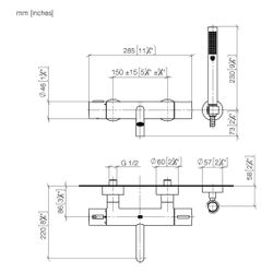 Dornbracht Wannen-Thermostat Meta für Wandmontage mit Schlauchbrausegarnitur, A... DORNBRACHT-34234979-26 4099477189024 (Abb. 1)