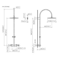 Dornbracht Showerpipe Tara, Brause-Thermostat, 420mm, Kopfbrause 300mm, 14l/min... DORNBRACHT-34465892-19 4099477407746 (Abb. 1)