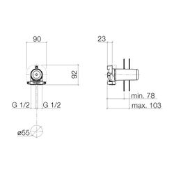Dornbracht Unterputz-Wandbefestigung Messing bleifrei 2x Anschluss IG 1/2", 3500... DORNBRACHT-3500397090 4029011488740 (Abb. 1)