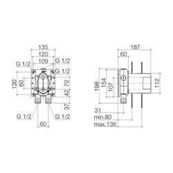 Dornbracht Unterputz-Thermostat mit Vorabsperrung bleifrei 2x Anschluss IG 1/2" ... DORNBRACHT-3542697090 4029011605949 (Abb. 1)