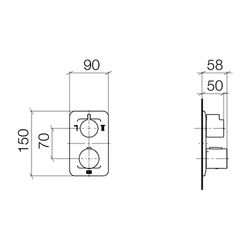 Dornbracht UP-Thermostat Lissé mit Zweiwege-Mengenregulierung, Chrom gebürstet... DORNBRACHT-36426845-93 4029011947810 (Abb. 1)