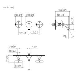 Dornbracht Waschtisch-Wandbatterie Vaia o. Ablaufg., starr, 125mm, 5,7l/min, Da... DORNBRACHT-36702809-43 4099477467320 (Abb. 1)