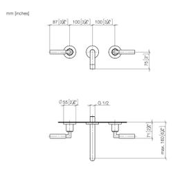 Dornbracht Waschtisch-Wandbatterie Tara o. Ablaufg., starr, 160mm, max. 7l/min,... DORNBRACHT-36707882-43 4099477467368 (Abb. 1)