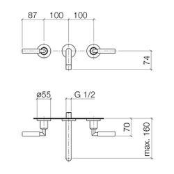 Dornbracht Waschtisch-Wandbatterie Tara o. Ablaufg., starr, 160mm, max. 7l/min,... DORNBRACHT-36707882-42 4099477248974 (Abb. 1)