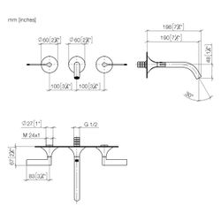 Dornbracht Waschtisch-Wandbatterie Vaia o. Ablaufg., starr, 190mm, 5,7l/min, Da... DORNBRACHT-36712819-39 4099477350486 (Abb. 1)