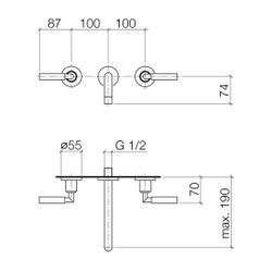 Dornbracht Waschtisch-Wandbatterie Tara o. Ablaufg., starr, 190mm, max. 7l/min,... DORNBRACHT-36712882-93 4029011948053 (Abb. 1)