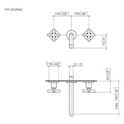 Dornbracht Waschtisch-Wandbatterie Tara o. Ablaufg., starr, 190mm, max. 7l/min,... DORNBRACHT-36712892-39 4099477350523 (Abb. 1)