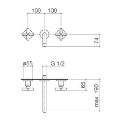 Dornbracht Waschtisch-Wandbatterie Tara o. Ablaufg., starr, 190mm, max. 7l/min,... DORNBRACHT-36712892-19 4029011998737 (Abb. 1)