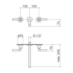 Dornbracht Waschtisch-Wandbatterie Tara o. Ablaufg., starr, 240mm, max. 7l/min,... DORNBRACHT-36717882-93 4029011948251 (Abb. 1)