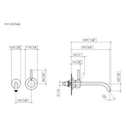 Dornbracht Waschtisch-Wand-Einhandbatterie Meta o. Ablaufg., Ausladung 250mm, s... DORNBRACHT-36861660-37 4099477439877 (Abb. 1)