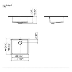 Dornbracht Einzelbecken Unterbau Küchenbecken 400x400x175mm Beckentiefe 175mm, ... DORNBRACHT-38400004-86 4099477257785 (Abb. 1)