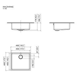 Dornbracht Einzelbecken Unterbau Küchenbecken 450x400x175mm Beckentiefe 175mm, ... DORNBRACHT-38450004-86 4099477257792 (Abb. 1)