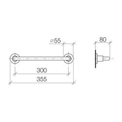 Dornbracht Wannengriff Tara, 300mm Stichmaß, Ausladung 80mm, Chrom gebürstet... DORNBRACHT-83030892-93 4029011948596 (Abb. 1)