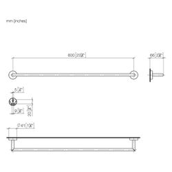 Dornbracht Badetuchhalter für Meta Stichmaß 600mm Breite 640mm, Gold gebürstet ... DORNBRACHT-83060979-37 4099477472171 (Abb. 1)