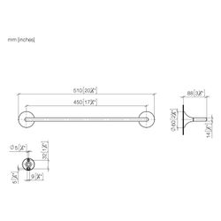Dornbracht Badetuchhalter Vaia, 450mm Stichmaß, 510x60x88mm, Dark Bronze gebürs... DORNBRACHT-83070809-43 4099477467924 (Abb. 1)