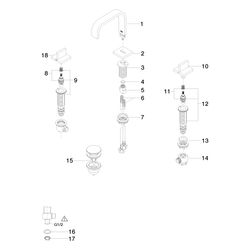 Dornbracht Waschtisch-Dreilochbatterie Mem, mit Ablaufgarnitur, Ausladung 165mm... DORNBRACHT-20705782-08 4029011954030 (Abb. 1)