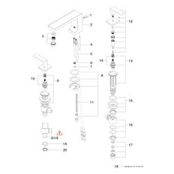 Dornbracht Waschtisch-Dreilochbatterie Lulu starrer Auslauf 155mm mit Ablaufgar... DORNBRACHT-20713710-00 4029011554575 (Abb. 1)