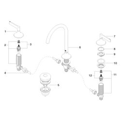 Dornbracht Waschtisch-Dreilochbatterie Vaia mit Ablaufgarnitur, 168mm, schwenkb... DORNBRACHT-20713819-00 4029011737299 (Abb. 1)