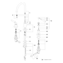Dornbracht Waschtisch-Dreilochbatterie Tara mit Ablaufgarnitur, schwenkbar, 165... DORNBRACHT-20713882-33 4029011519772 (Abb. 1)