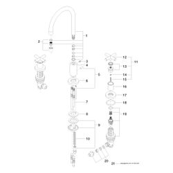 Dornbracht Waschtisch-Dreilochbatterie Tara mit Ablaufgarnitur, schwenkbar, 165... DORNBRACHT-20713892-00 4029011519604 (Abb. 1)