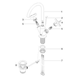 Dornbracht Waschtisch-Einlochbatterie Vaia mit Ablaufgarnitur, schwenkbar, Ausl... DORNBRACHT-22513809-46 4099477043999 (Abb. 1)