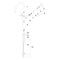 Dornbracht Waschtisch-Einlochbatterie Tara, erhöhter Standfuß, 200mm, max. 7l/m... DORNBRACHT-22533892-06 4029011519383 (Abb. 1)