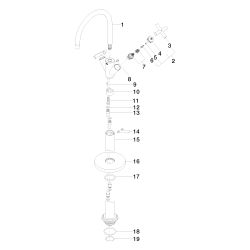Dornbracht Waschtisch-Einlochbatterie Tara, erhöhter Standfuß, 201mm, max. 5,7l... DORNBRACHT-22585892-93 4029011967245 (Abb. 1)