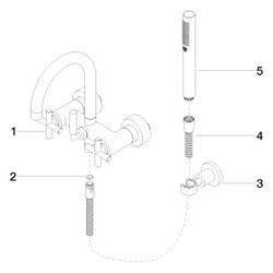 Dornbracht Wannenbatterie Tara für Wandmontage mit Schlauchbrausegarnitur, 240m... DORNBRACHT-25133892-33 4029011526077 (Abb. 1)