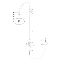Dornbracht Shower Pipe Tara mit Brausebatterie ohne Handbrause, 420mm, Kopfbrau... DORNBRACHT-26622892-27 4099477221533 (Abb. 1)