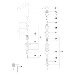 Dornbracht Zweilochbatterie Lot Bar Tap schwenkbarer Auslauf 165mm, 8l/min, Chr... DORNBRACHT-32805680-00 4029011504341 (Abb. 1)