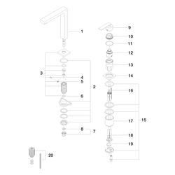Dornbracht Zweilochbatterie Lot Bar Tap schwenkbarer Auslauf 165mm, 8l/min, Bro... DORNBRACHT-32805680-42 4099477261256 (Abb. 1)