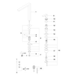 Dornbracht Zweilochbatterie Lot schwenkbarer Auslauf 235mm, 8l/min, Messing geb... DORNBRACHT-32815680-28 4099477243153 (Abb. 1)