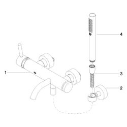 Dornbracht Wannen-Einhandbatterie Meta für Wandmontage mit Schlauchbrausegarnit... DORNBRACHT-33233660-33 4029011764523 (Abb. 1)