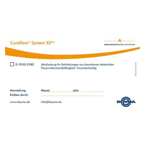 Doyma Brandschutz-Schild Curaflam für Manschette XS, 322100000001