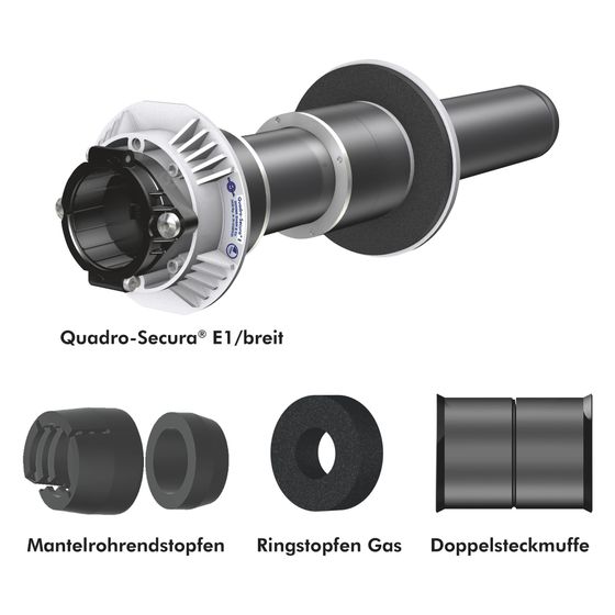 Doyma Einsparten-Hauseinführung Quadro-Secura, für Gas, DN 100, 99-103mm, 160-550mm, Kunststoff