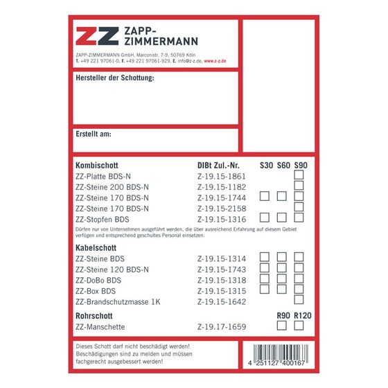 Doyma Kennzeichnungsschild, 379000000001