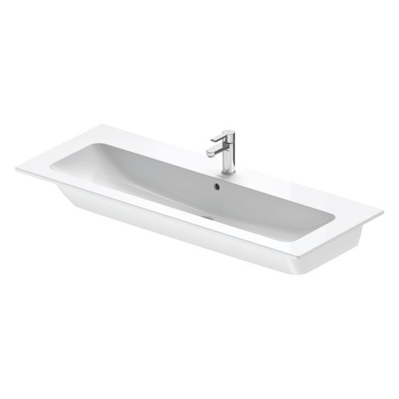 Duravit ME by Starck Waschtisch 490x1230x180mm WonderGliss Weiß HG, Rechteckig, 1 Waschplatz/HL mittig, mit ÜL, 1 HL mittig