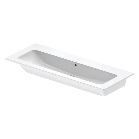 Duravit ME by Starck Waschtisch 490x1230x180mm, WonderGliss, Weiß Hochglanz, Rechteckig, 1 WP mittig, mit ÜL, o.HL, 23611200601